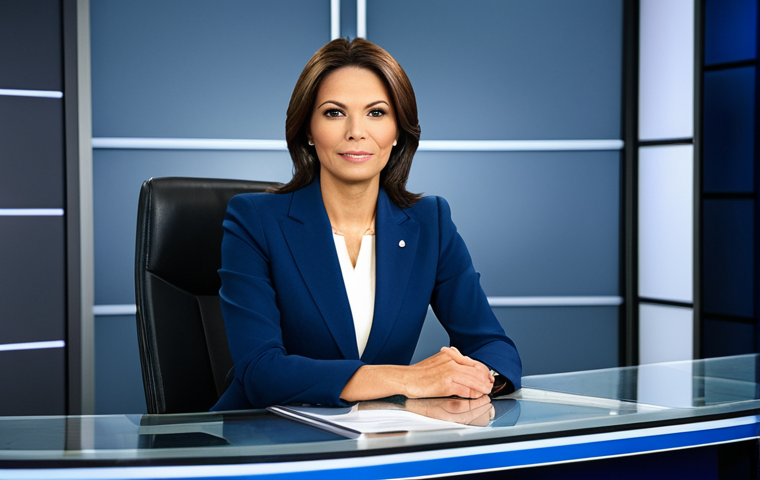 **
"A professional female news anchor in a modest, dark blue business suit, sitting at a news desk in a modern television studio, fully clothed, appropriate attire, safe for work, perfect anatomy, correct proportions, well-formed hands, proper finger count, natural body proportions, professional studio lighting, family-friendly, serious expression, news report setting."
**