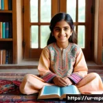미디어 프로듀서 경력자가 알려주는 팁 - **Prompt:** A young girl, approximately 10 years old, sitting on a vibrant, hand-woven Pakistani rug...
