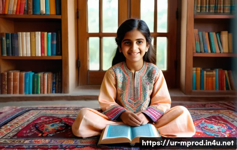 미디어 프로듀서 경력자가 알려주는 팁 - **Prompt:** A young girl, approximately 10 years old, sitting on a vibrant, hand-woven Pakistani rug...